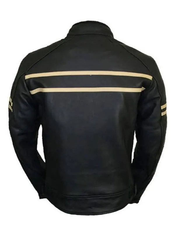 Black Retro Style Men’s Leather Fashion Jacket Back