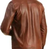 Brown Leather Trucker Jacket Back