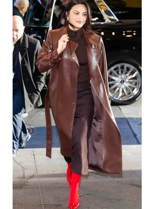 Camila Mendes NYC Maroon Leather Coat