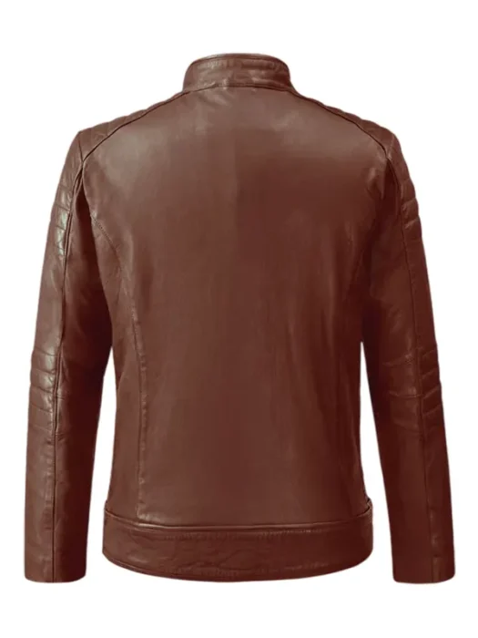 Firefly Moto Biker Tan Leather Jacket Back