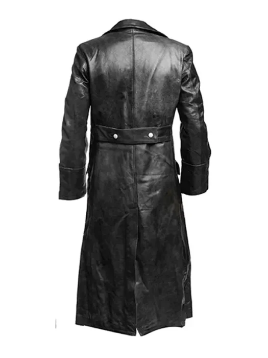 German Classic Officer War Black Trench Coat Back