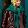 Gigi Hadid Brown Leather Jacket