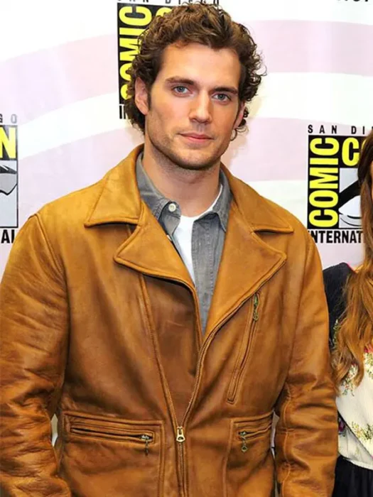 Henry Cavill Brown Leather Jacket