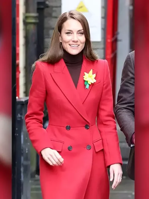 Kate Middleton Pontypridd Market Visit Red Coat