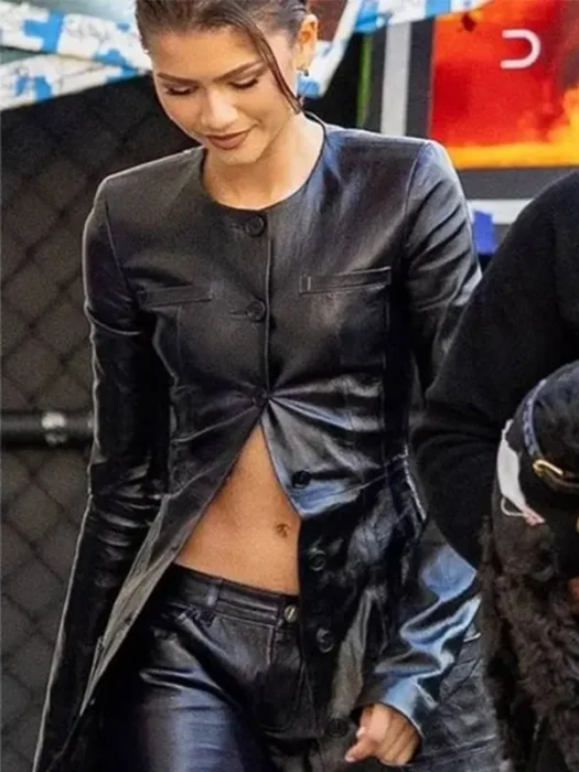 Kimmel Live Zendaya Jimmy Black Leather Jacket