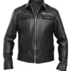 Men Black Casual Leather Jacket