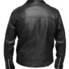 Men Black Casual Leather Jacket Back