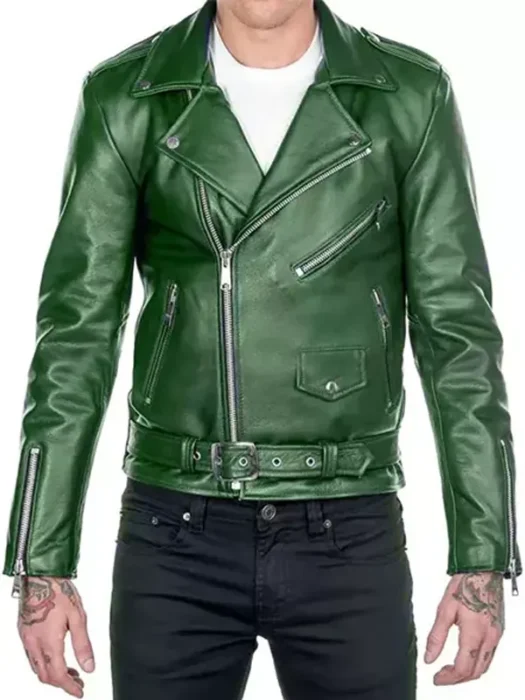 Mens Cafe Racer Vintage Green Brando Jacket