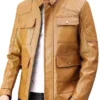 Mens Camel Brown Biker Jacket