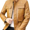 Mens Camel Brown Biker Leather Jacket