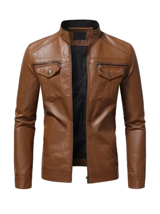 Mens Casual Brown Slim Fit Jacket