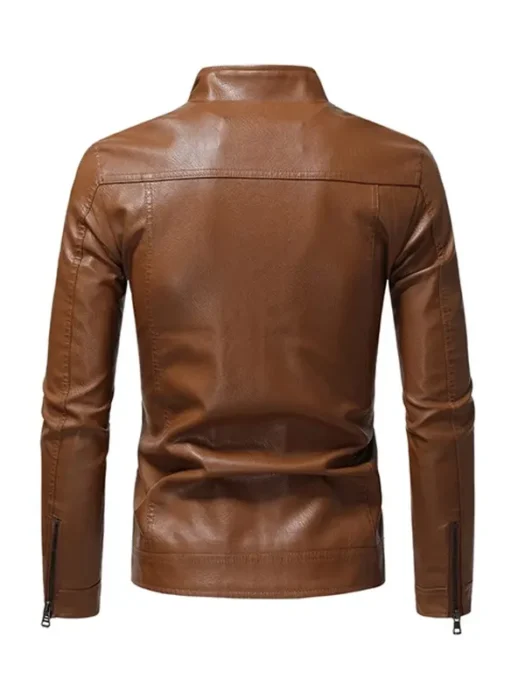 Mens Casual Brown Slim Fit Jacket Back