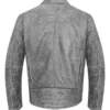 Mens Grey Distressed Biker Jacket Back