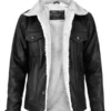 Mens Leather Sherpa Jacket