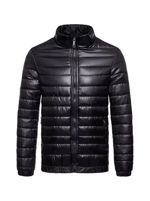 Mens Puffer Leather Jacket