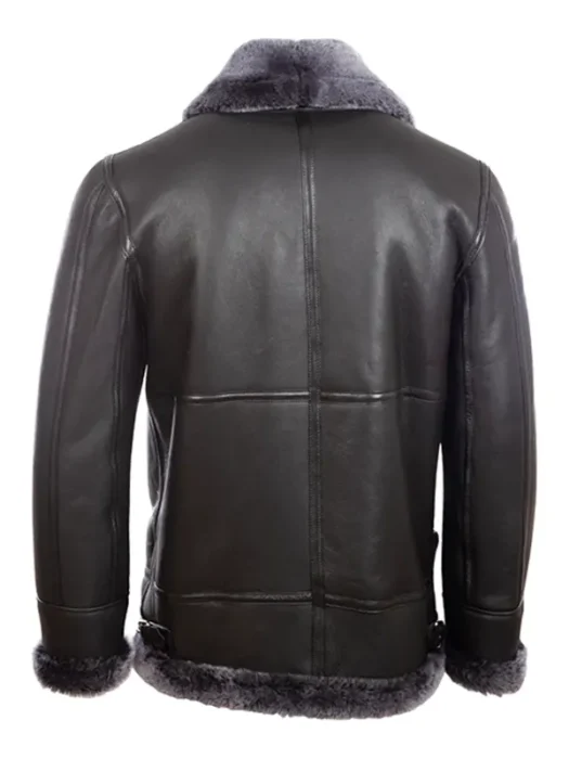 Mens RAF Black B3 Shearling Jacket Back