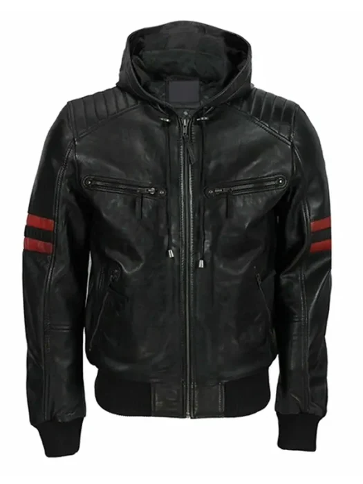 Mens Racing Biker Hooded Jacket