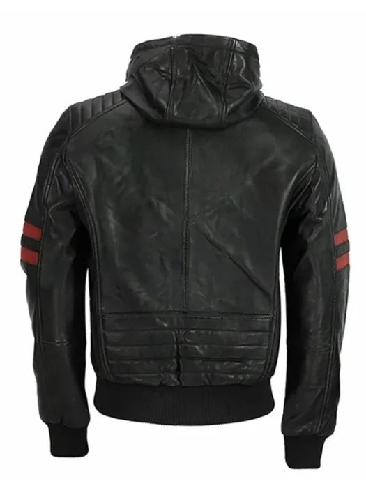 Mens Racing Biker Hooded Jacket Back