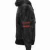 Mens Racing Black Biker Hooded Jacket