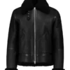 Mens Shearling Black Leather Jacket