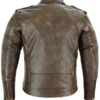 Mens Vintage Brown Brando Biker Jacket Back