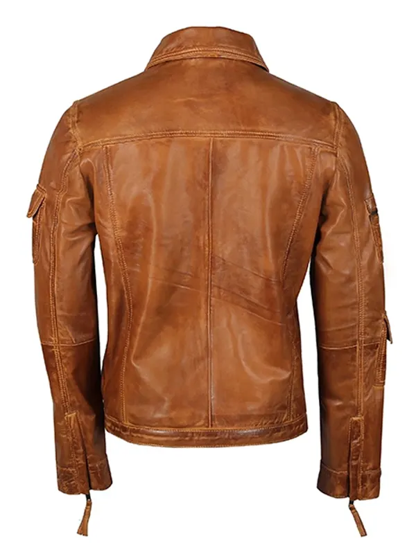 Mens Vintage Retro Biker Jacket Back