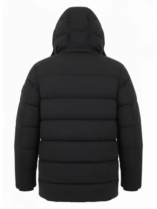 Michael Carrick English Coach Black Hooded Puffer Jacket Back