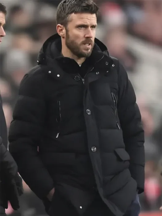 Michael Carrick English Coach Black Puffer Hooded Jacket