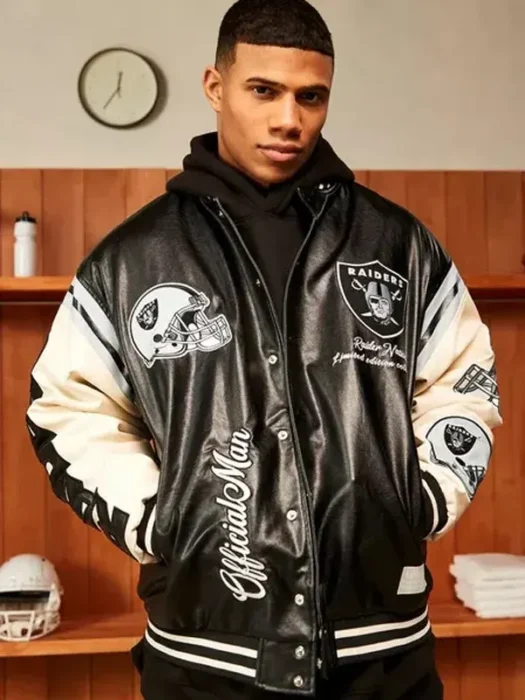 Nfl Oversized Raiders Black Bomber Jacket