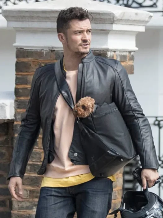 Orlando Bloom Black Leather Jacket