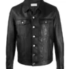 Spy Black Leather Trucker Jacket