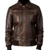 Womens Classic Vintage Brown Bomber Jacket