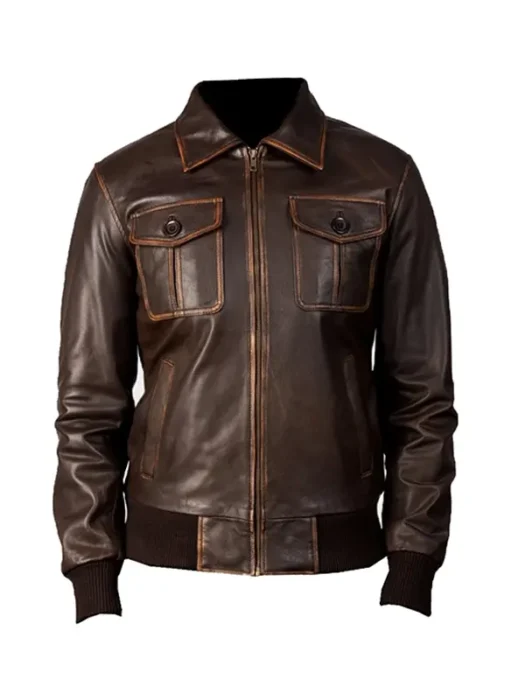 Womens Classic Vintage Brown Bomber Jacket