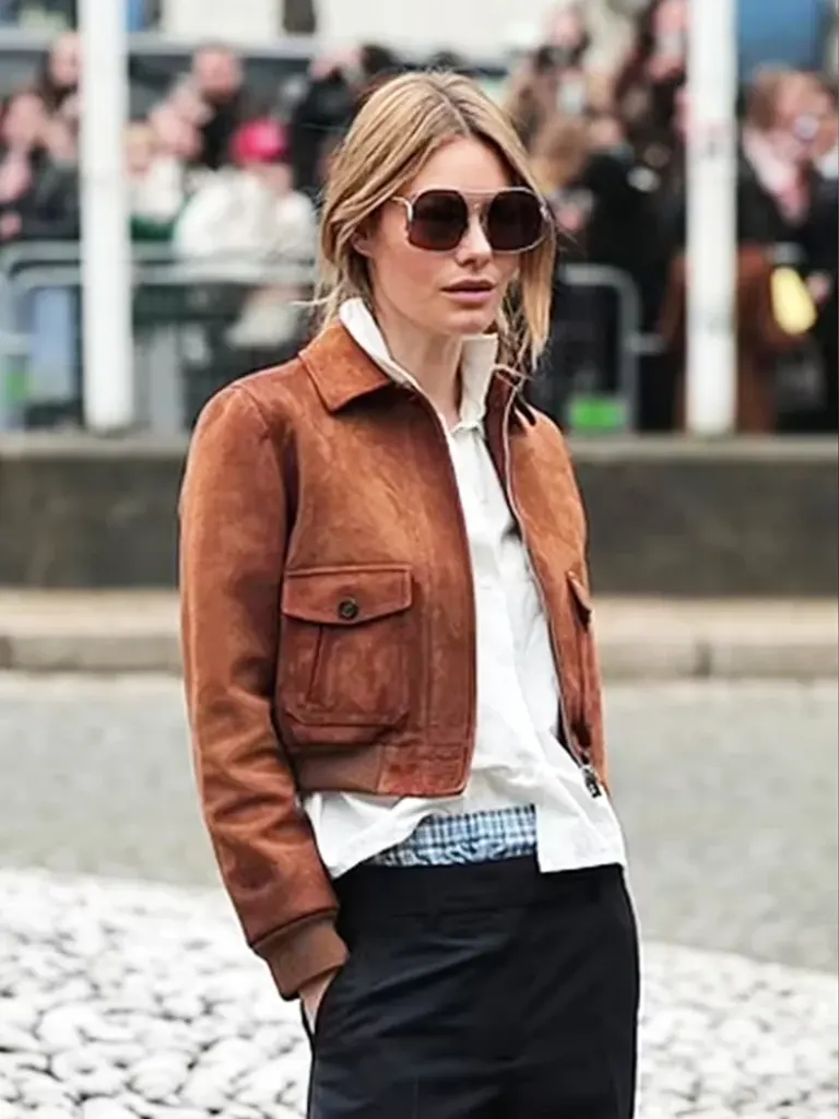 Camille Rowe Paris Fashion Suede Jacket