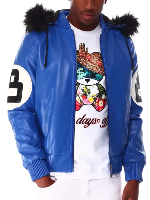 8 Ball Blue Genuine Leather Jacket