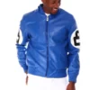 8 Ball Blue Hooded Leather Jacket