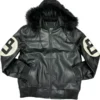 8 Ball David Puddy Black Bomber Leather Jacket
