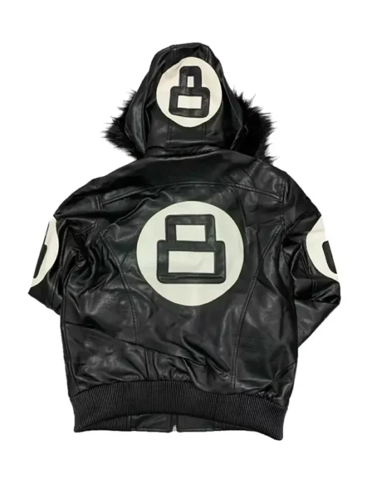 8 Ball David Puddy Black Bomber Leather Jacket Back
