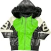 8 Ball Lime Jacket with Fur Hood
