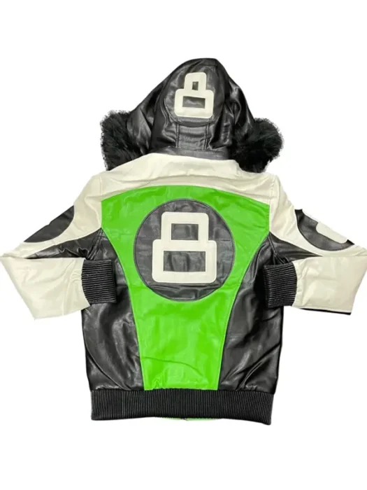 8 Ball Lime Jacket with Fur Hood Back
