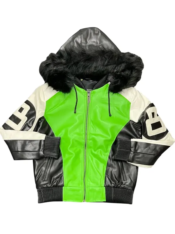 8 Ball Lime Jacket with Fur Hood