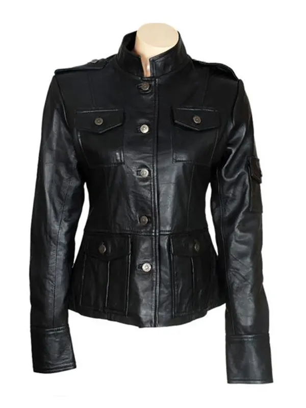 ANNE HATHAWAY GET SMART BLACK LEATHER JACKET