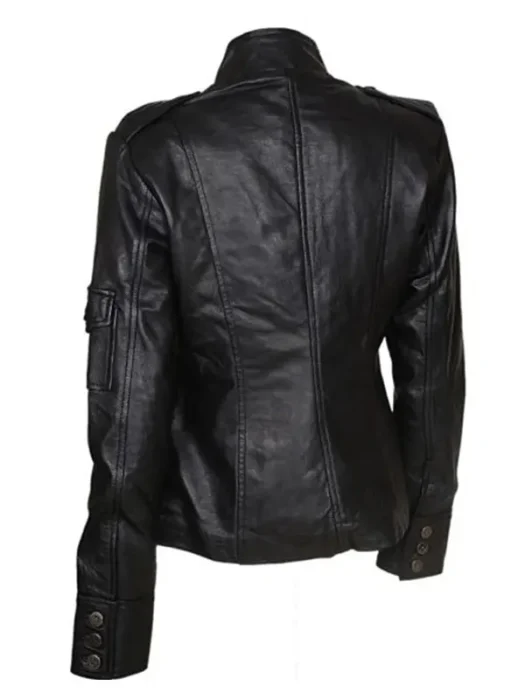ANNE HATHAWAY GET SMART BLACK LEATHER JACKET Back
