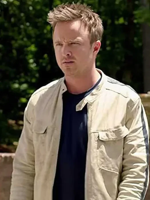 Aaron Paul Need For Speed White Leather Jacket