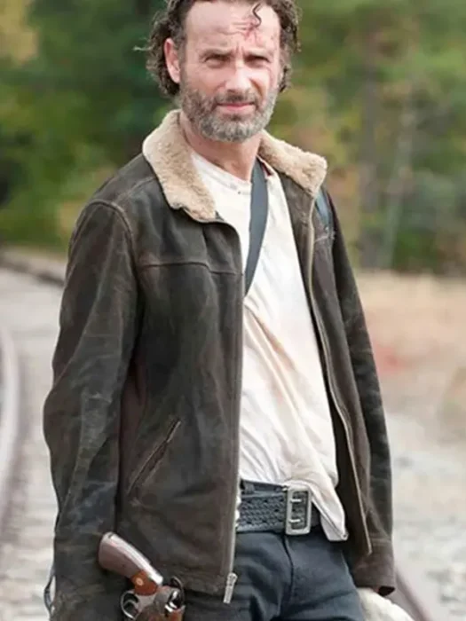 Andrew Lincoln The Walking Dead S05 Brown Jacket