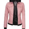 Betty Women Hooded Bomber Leather Jacket