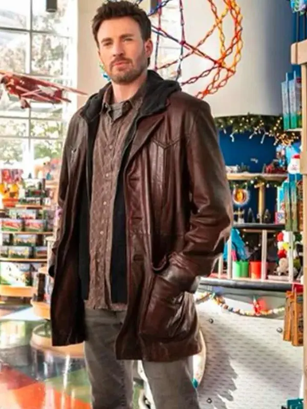 Chris Evans Red One Brown Leather Jacket