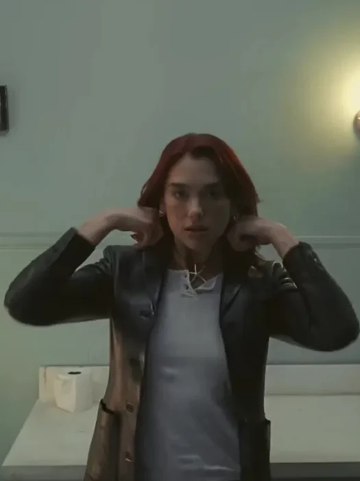 DUA LIPA TRAINING SEASON BLACK LEATHER BLAZER