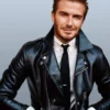 David Beckham Black Biker Leather Jacket