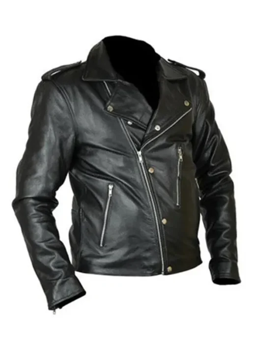 David Beckham Black Biker Leather Jacket
